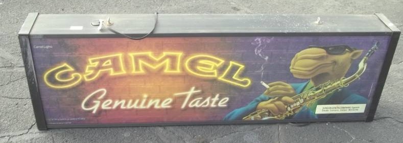 lot 165 image: Double sided lighted Camel sign 50 x 15 very cool