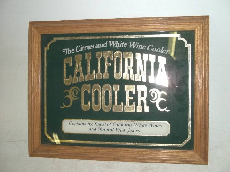 lot 203 image: California wine cooler framed sign 18 x 15