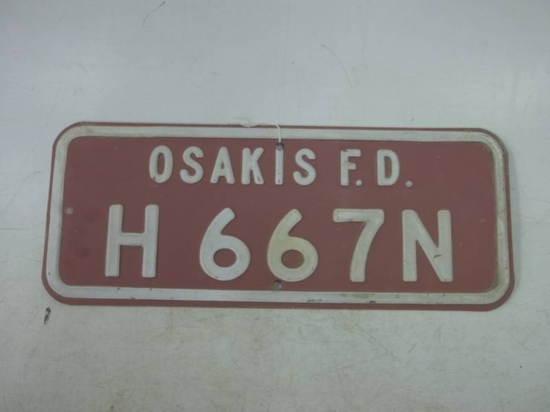 lot 204 image: Vintage Osakis Fire Department sign embossed 8 x 20