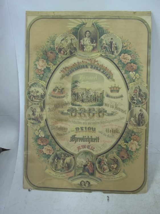 lot 208 image: Rare 1800s religious German lithograph display 14 x 20