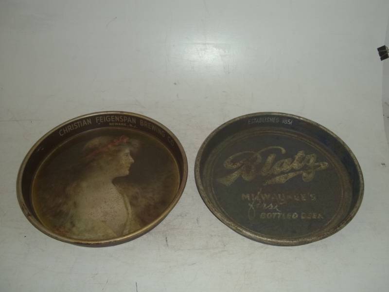 lot 259 image: Super old beer trays one Feigenspan other Blatz beer