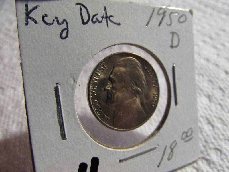 1950 D JEFFERSON NICKEL KEY DATE, V...