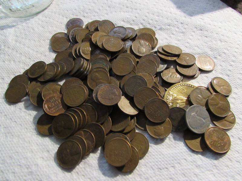 JAR WITH OVER 150 WHEAT PENNIES, SO...