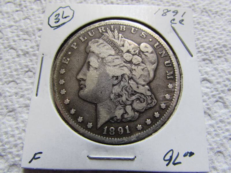 1891 CC MORGAN SILVER DOLLAR - FINE, CARSON CITY