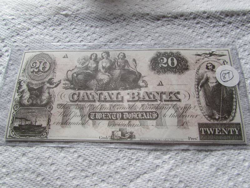 18XX $20 CANAL BANK, UNCIRCULATED, UNSIGNED, UNDATED, SHREVEPORT
