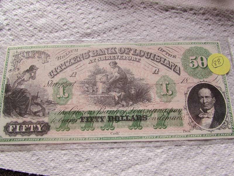 18XX $50 CITIZENS BANK OF LOUISIANA, UNCIRCULATED, UNSIGNED, UNDATED, NEW ORLEANS