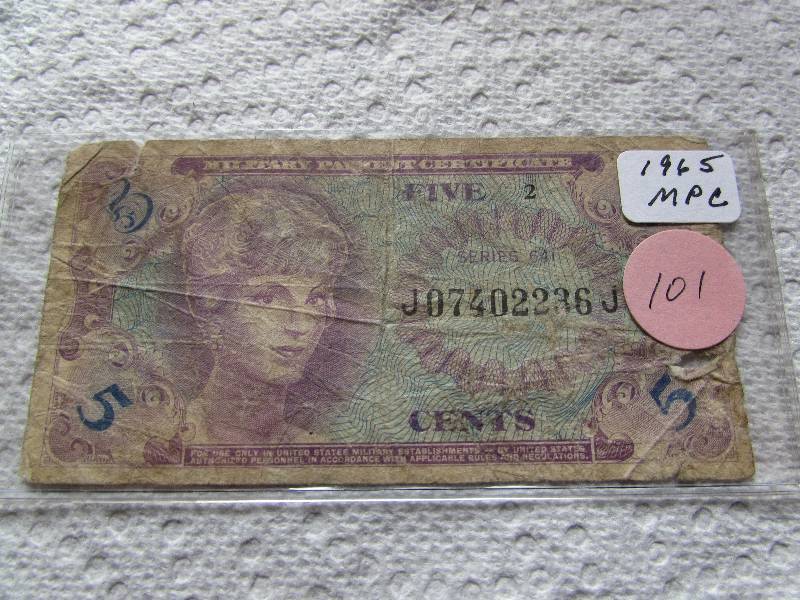 SERIES 641 5 CENT MILITARY PAYMENT CERTIFICATE - 1965