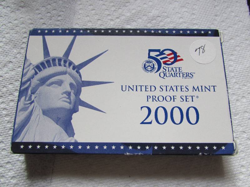 2000 S PROOF SET, W SBA DOLLAR AND STATE QUARTERS