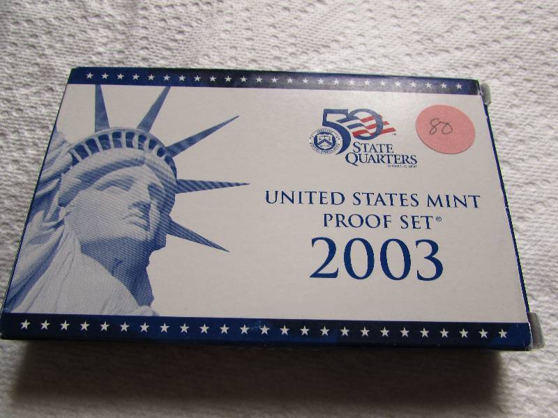 2003 S PROOF SET, W SBA DOLLAR AND STATE QUARTERS