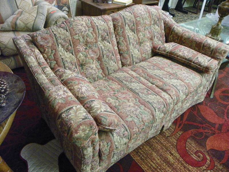 lot 131 image: floral pattern love seat, by Prestige Furniture, Inc.