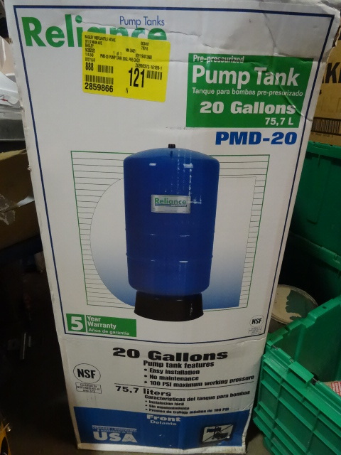 Reliance Pressurized Pump Tank Model PMD-20