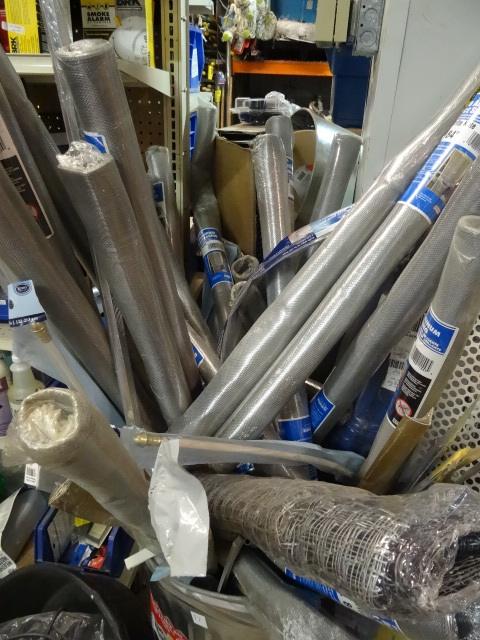 NEW Approx Qty 20 Rolls Aluminum Screening and all else in this container. CONTAINER NOT INCLUDED