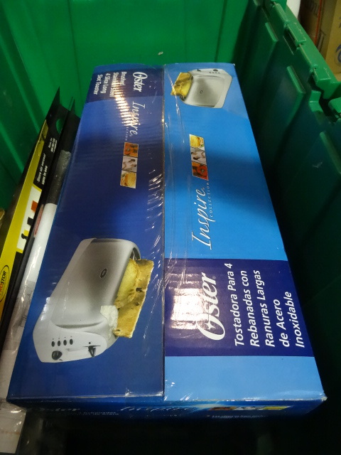 NEW Entire Bin incl. NEW 4 Slice Toaster, Tool Holders, Squeegee, Flashlight Bulbs. Green Bin Not Included