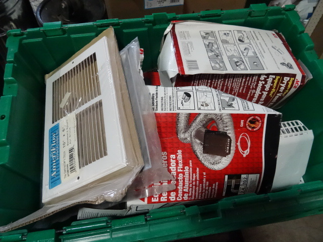 NEW LOT ENTIRE BIN incl. HVAC Vent Covers, Dryer Vents and Hoses, MUCH MORE. Gree Bin Not Included