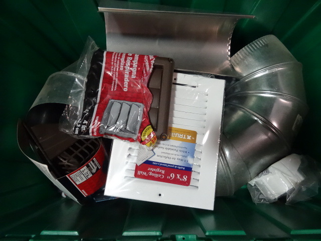 NEW LOT ENTIRE BIN HVAC Items, Wall Switch and Outlet Plates, HDTV Cables MUCH MORE. Green Bin Not Included