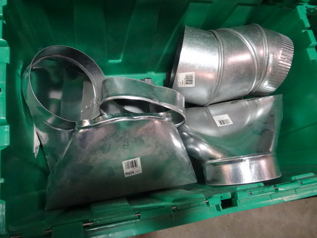 NEW LOT ENTIRE BIN incl. Qty 3 Deadbolts, Flashlight adnLot of HVAC Vent Pieces. Green Bin Not Included