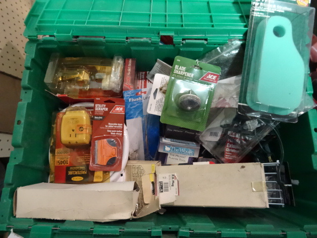 NEW LOT ENTIRE BIN Hardware, Electcal, Plumbing, TOO MUCH TO LIST  MUCH MORE. Green Bin Not Included