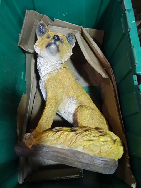 NEW Fox Statue. Green Bin NOT Included