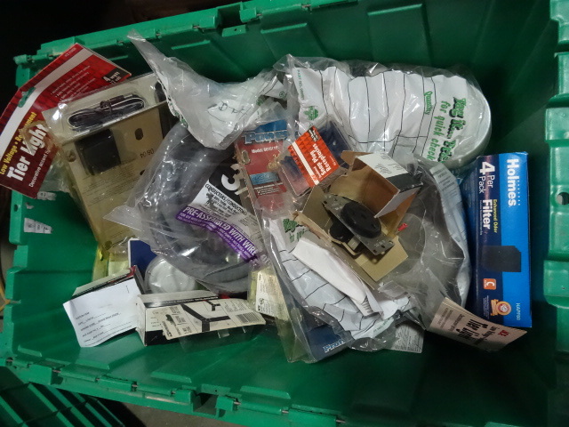 NEW LOT ENTIRE BIN Misc Electrical and Hardware Incl. Qty 2 Electric Screwdriver, � in Liquidtite electrical Whip, Electrical Connectors, Boxes of screws.  MUCH MORE. Green Bin Not Included