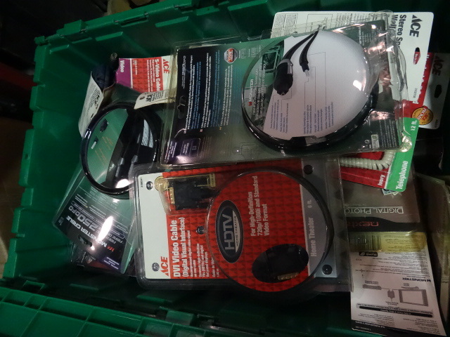 NEW LOT ENTIRE BIN AV Cables and Accessories  MUCH MORE. Green Bin Not Included