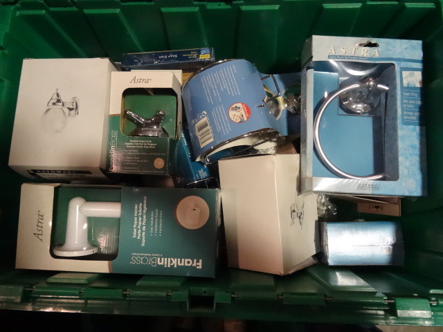 NEW LOT ENTIRE BIN Towel Rings, Bathroom Hooks and SO  MUCH MORE. Green Bin Not Included