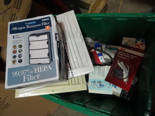 NEW LOT ENTIRE BIN HEPA Filters, Shower Accessories, Vent Covers and SO  MUCH MORE. Green Bin Not Included
