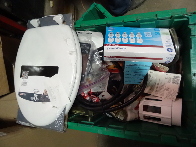 NEW LOT ENTIRE BIN Misc Electrical and Plumbing  MUCH MORE. Green Bin Not Included