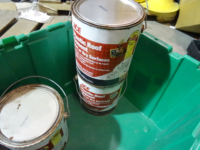NEW LOT ENTIRE BIN Qty 5 Gallons Roof Cement. Green Bin Not Included
