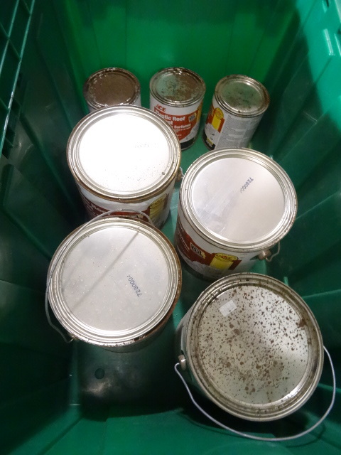 NEW LOT ENTIRE BIN Roof Cement Qty 4 gallons Qty 3 quarts. Green Bin Not Included