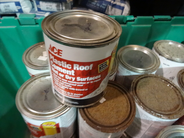 NEW LOT ENTIRE BIN Plastic Roof Cement Qty 30 quarts. Green Bin Not Included