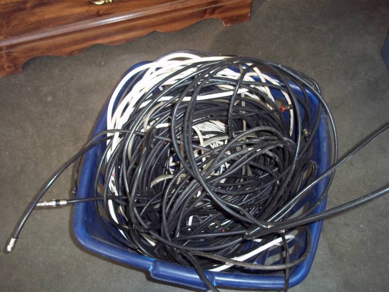 Large tub of Coaxial cables