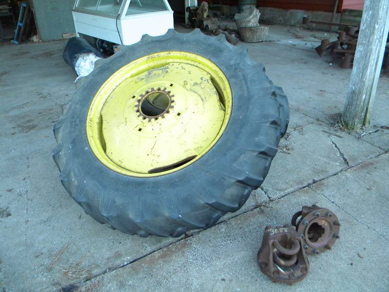 2 Tractor Tires on Rims with Hubs