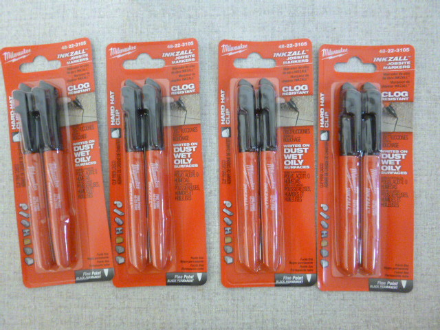 lot 113 image: 4 Packs of Milwaukee Inkzall Jobsite Markers