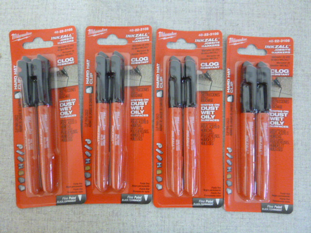 lot 114 image: 4 Packs of Milwaukee Inkzall Jobsite Markers