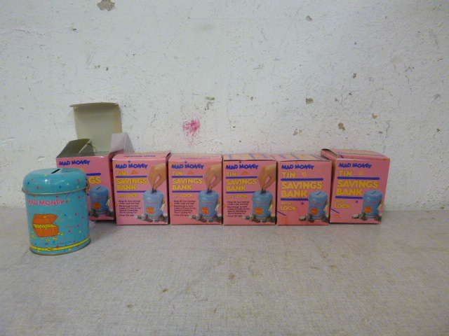lot 164 image: 6 Mad Money Tin Savings Banks