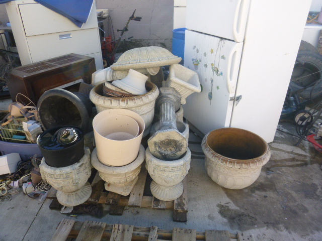 lot 11 image: Pallet of Lawn Ornaments and Planters