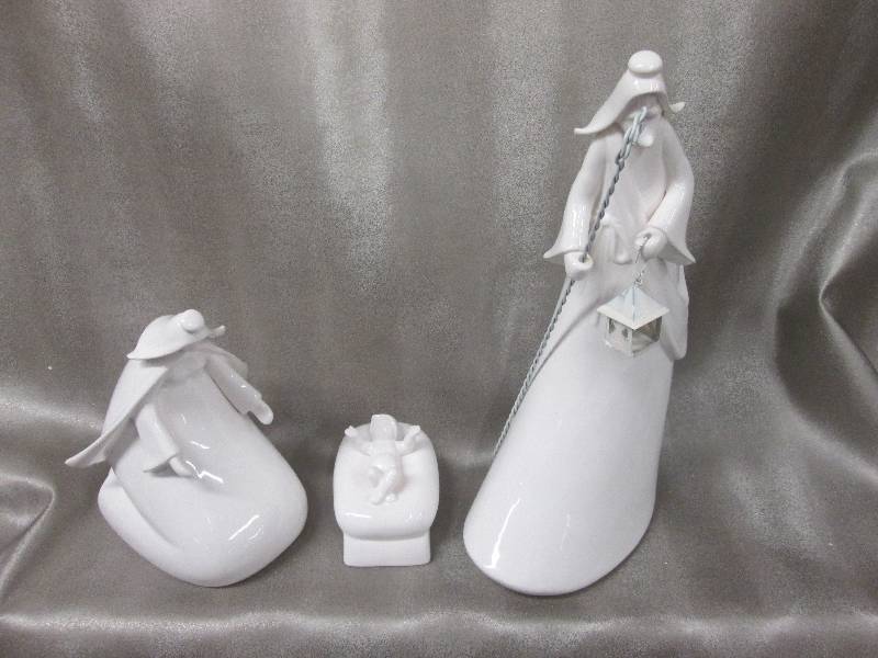3 pc White Ceramic Nativity Set...