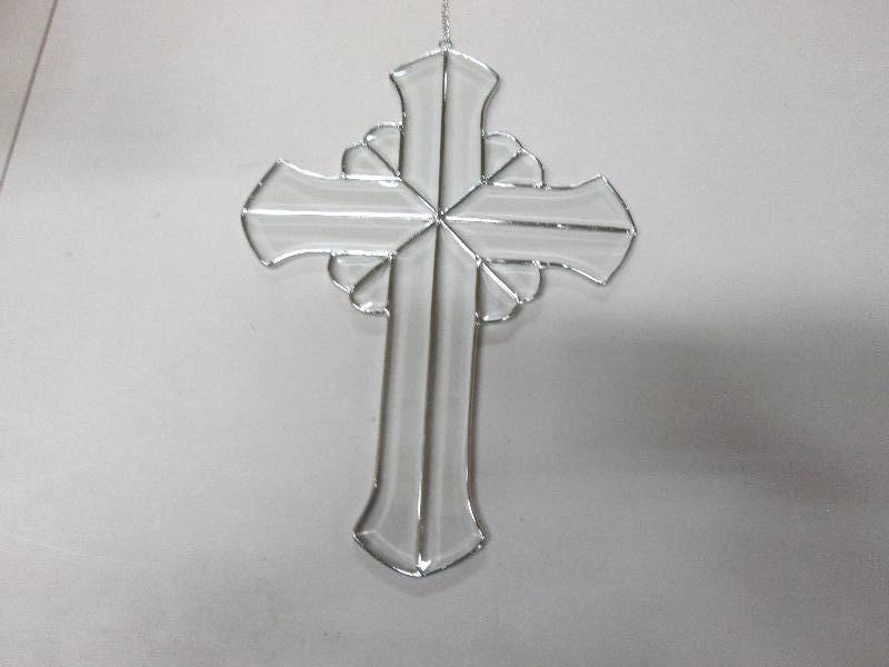 12 inch Leaded Glass Cross with Cha...
