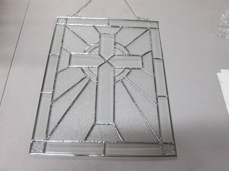 16.5 H x 13 W inch Leaded Glass Cro...