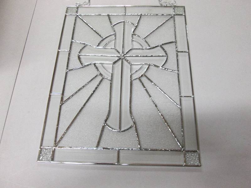 16.5 H x 13 W inch Leaded Glass Cro...