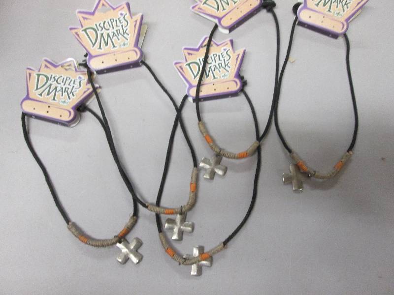 Lot of 5 Leather String Cross Neckl...