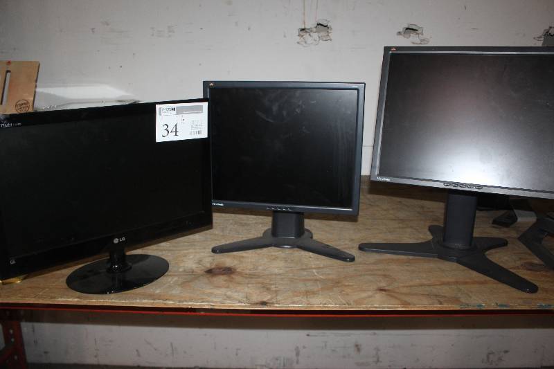 lot 34 image: Lot of (3) LG, View Sonic Computer Monitors