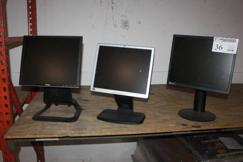 lot 36 image: Lot of (3) Dell, LG, HP Computer Monitors