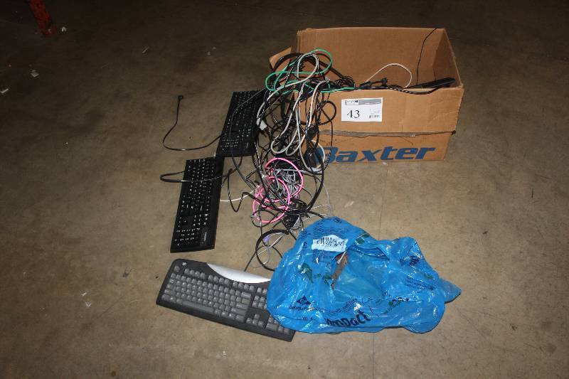 lot 43 image: Box Lot of Computer Cables, Keyboard