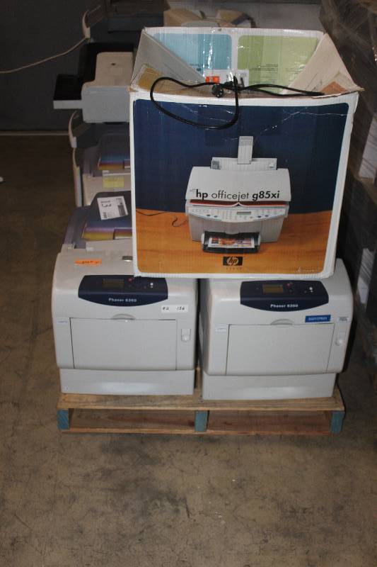 lot 13 image: Lot of (5) Printers Including Xerox Phaser 6360, HP OfficeJet g85xi, Tally T8024