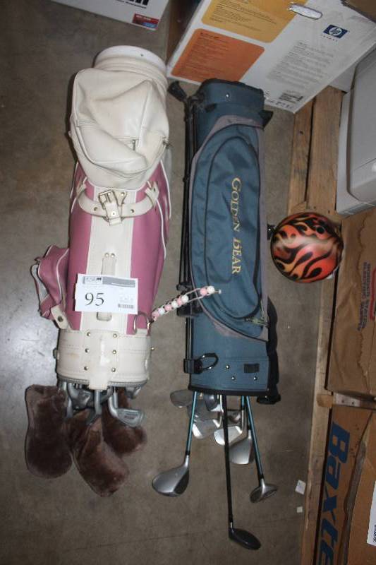 lot 95 image: Lot of (3) Sporting Equipment Including 2) Golf Club Sets AND 1) Bowling Ball