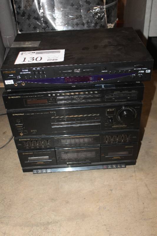 lot 130 image: Lot of (2) Electronics Including TH368 CD-Graphic, Pioneer Stereo Components RX-521 Stereo Cassette Tape Deck Receiver, Graphic Equalizer, Stereo Double Cassette Deck, FMAM Digital Synthesizer Tuner