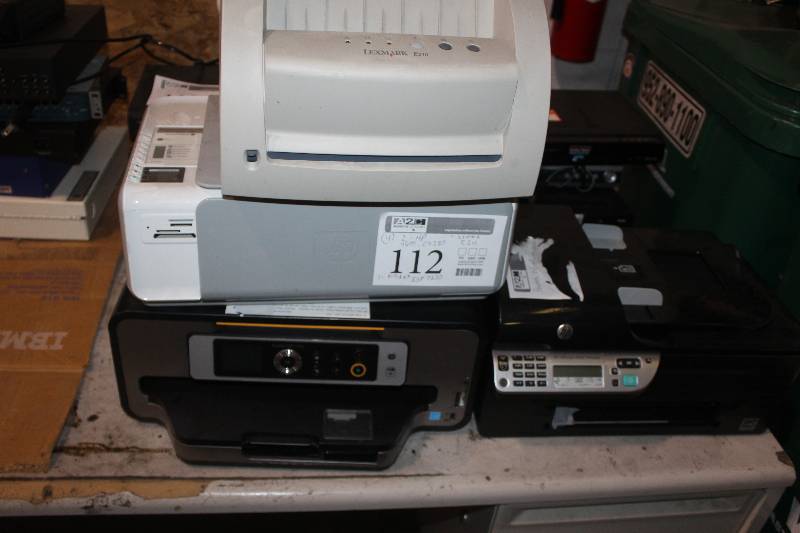 lot 112 image: Lot of (4) Printers Including 2) HP 4500,C4280 AND 1) Lexmark E210 AND 1) Kodak ESP7250
