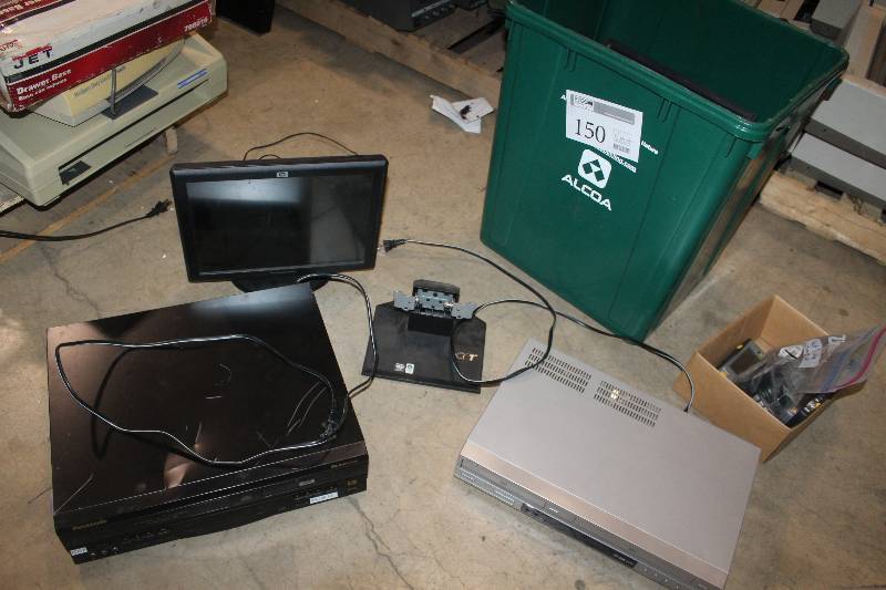 lot 150 image: Lot of (5) Electronics Including HP Compaq L5009tm Monitor, Panasonic 4-Head HiFi Stereo VCR, Sony DVD Player, DVDs