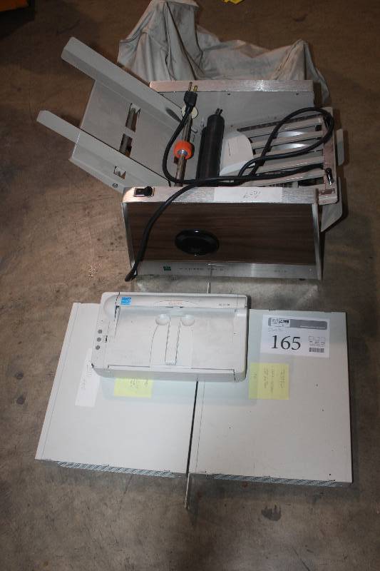 lot 165 image: Stack Lot of Printer Equipment Including Martin Yale Auto Folder CV-8, Aruba 3200 Port